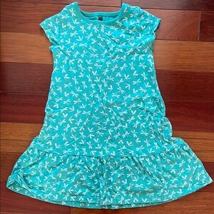 Kids Turquoise Dress with White Patterns